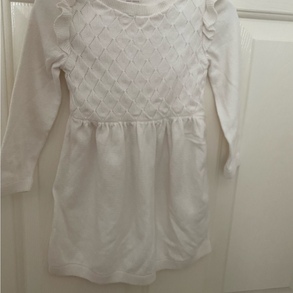 Carter's White Ruffled Sweater Dress